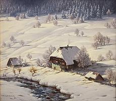 Hauptmann, Hof im Tal, OelPlatte, 70 x 80 cm